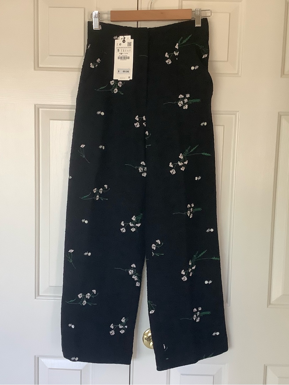 Black Floral Wide-Leg Pants